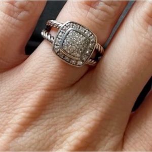 David Yurman petit Albion ring with pave diamonds.